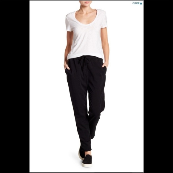 James Perse Pants - James Perse Contrast Stitch Drawstring Pants in Black Size 0